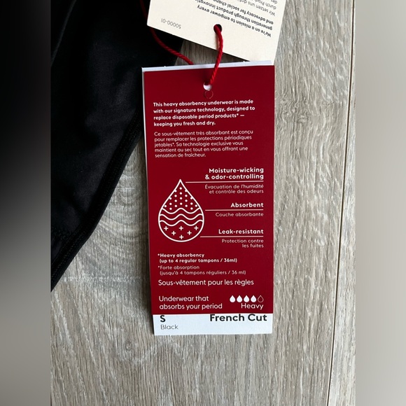 NWT Thinx Womens Period Underwear French Cut Heavy Black - Size Small - Picture 3 of 6